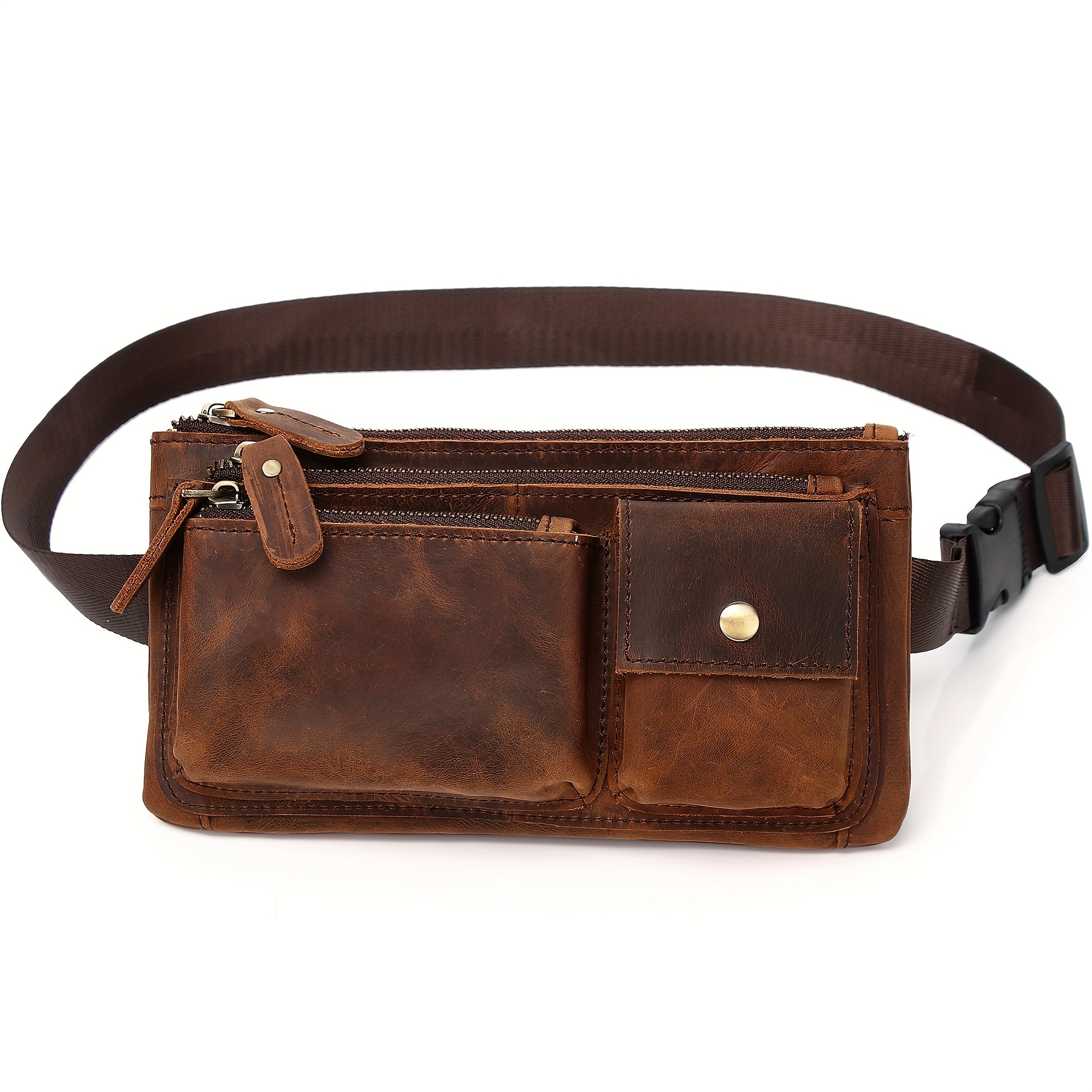 

Casual Vintage Genuine Leather Waist Bag, Slim Mobile Phone Bag, Retro Crossbody Bag