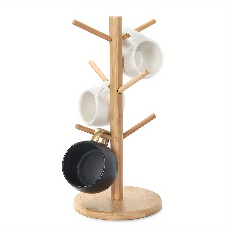 Wooden Cup Holder Removable Coffee Mug Rack With 6 Hooks - Temu