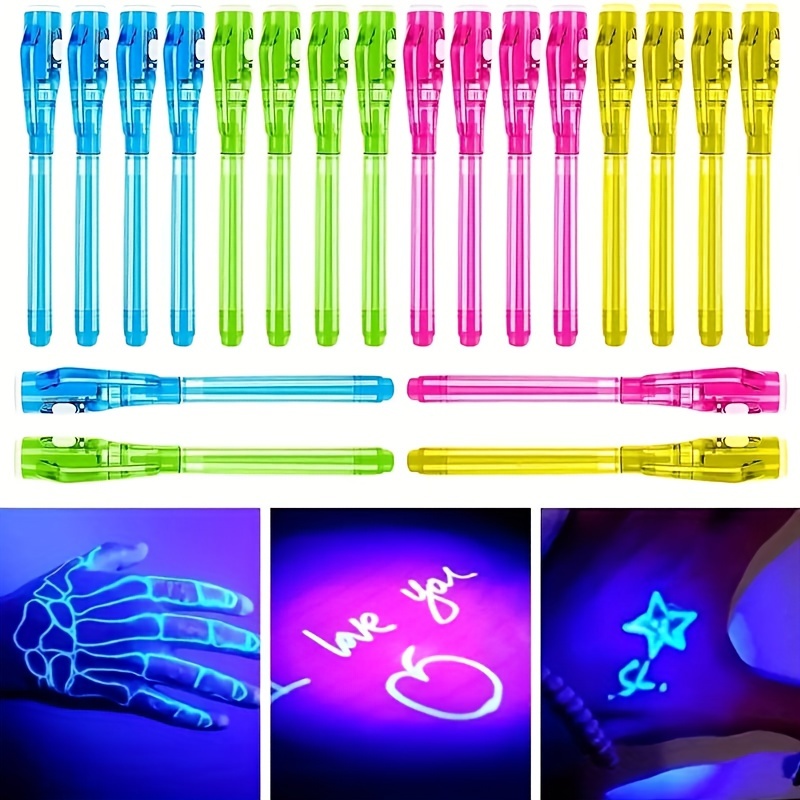 14Pcs Invisible Ink Pen with UV Light Disappearing Ink Pens for