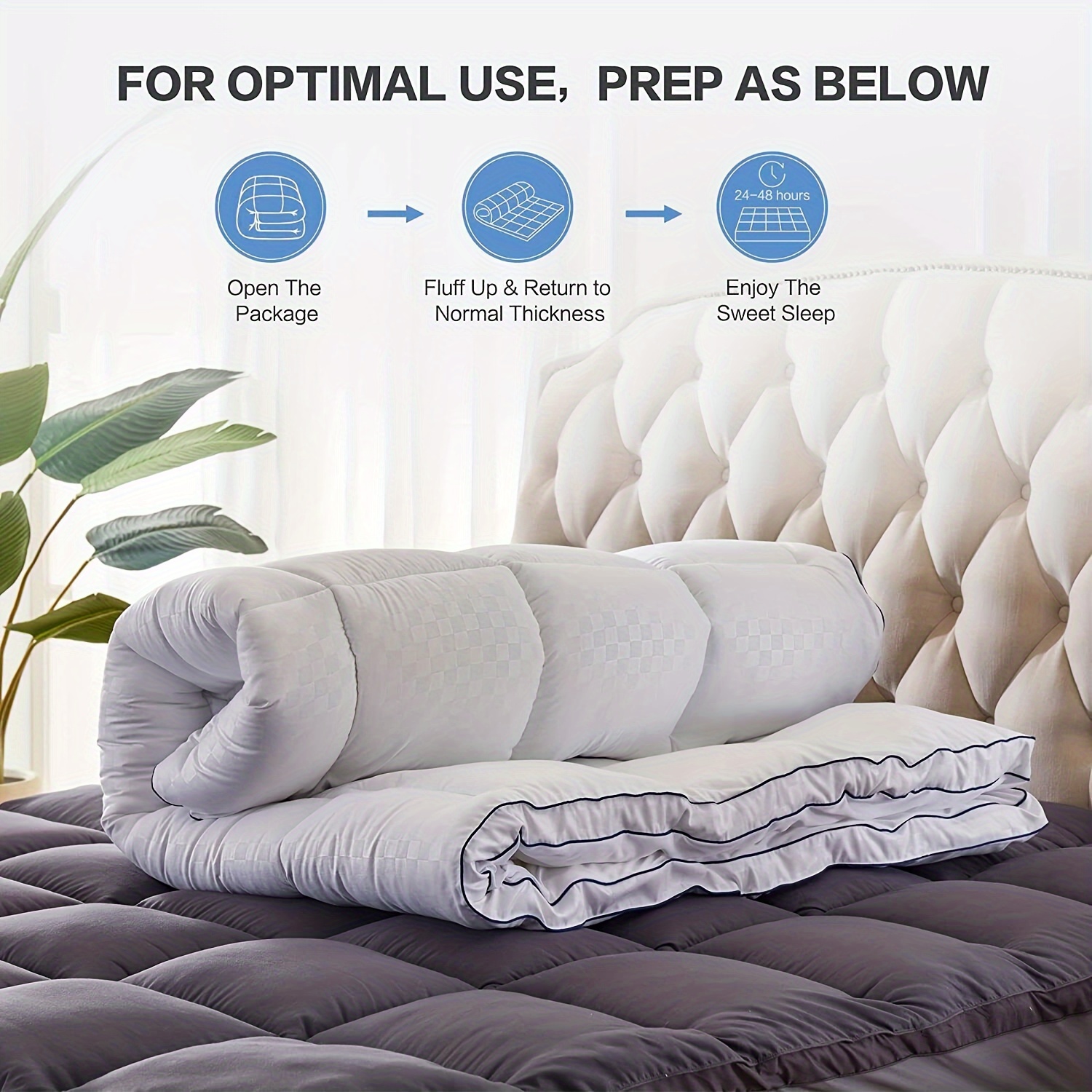 Mattress Topper Queen Size, Cooling Mattress Pad Cover for Hot Sleepers,  Extra Thick 5D Snow Down Alternative Overfilled Plush Pillow Top with 8-21