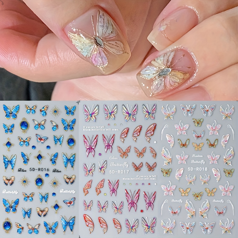 2sheets Butterfly Pattern Nail Art Sticker