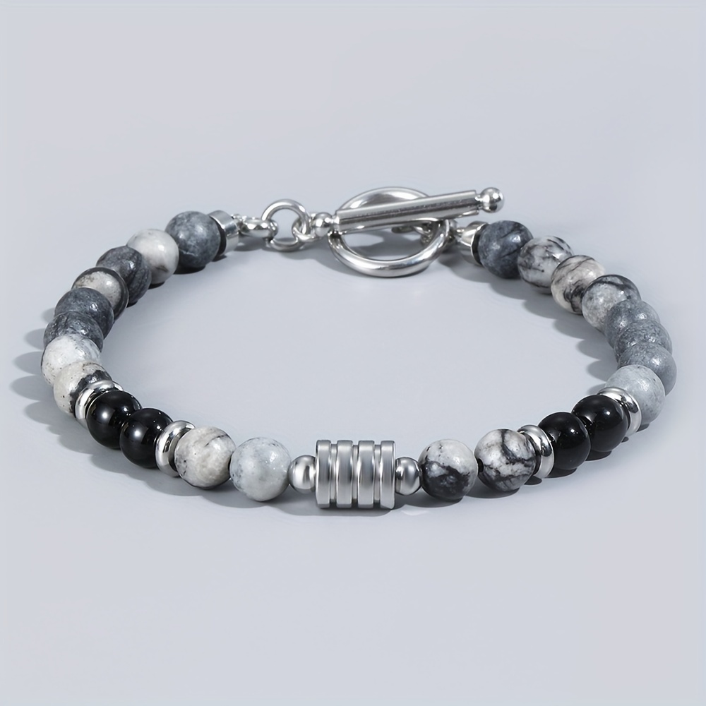 Men's Stainless Steel Beaded Bracelet