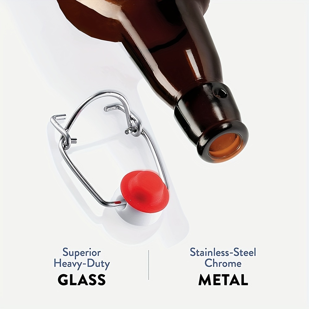 Botellas de vidrio con tapa oscilante para Kombucha, cerveza, Kiefer – 16  onzas – Botella estilo Grolsch (6 juegos) con embudo