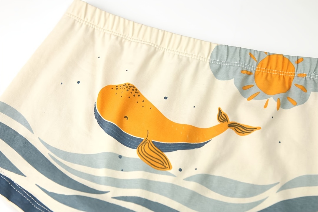 4pcs Boys Boxer Briefs, Cartoon Whale Pattern Elastic Waist Shorts,  Breathable Comfy Kid's Underwear Kids Clothes