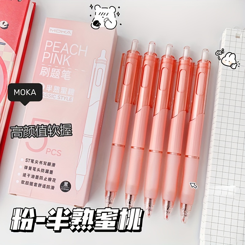 5Pcs/box Retractable Color Gel Pens with 0.5mm Refills Fine Point