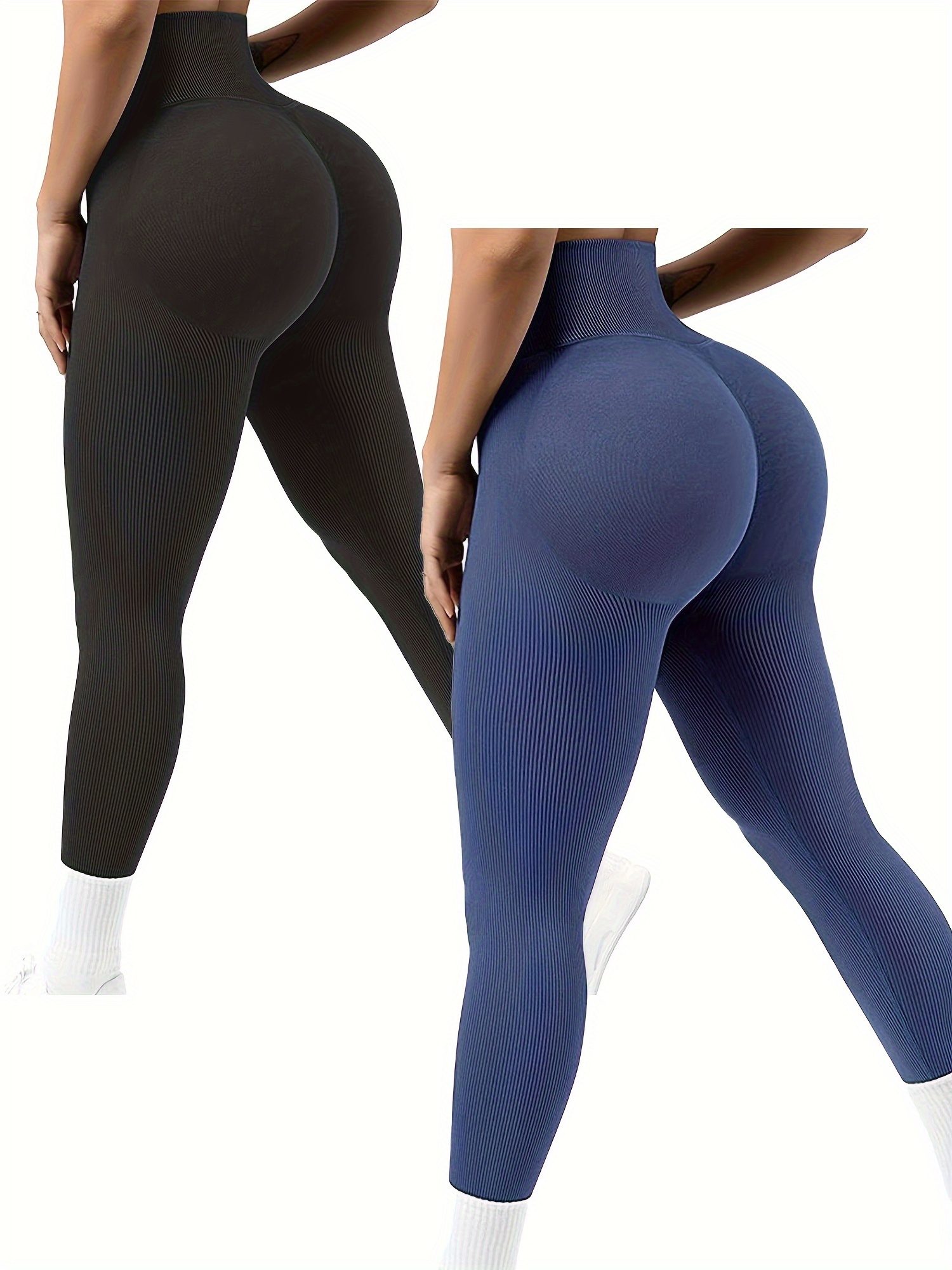 Ribbed Gym Leggings With Scrunch Ruched Detail Sky Blue