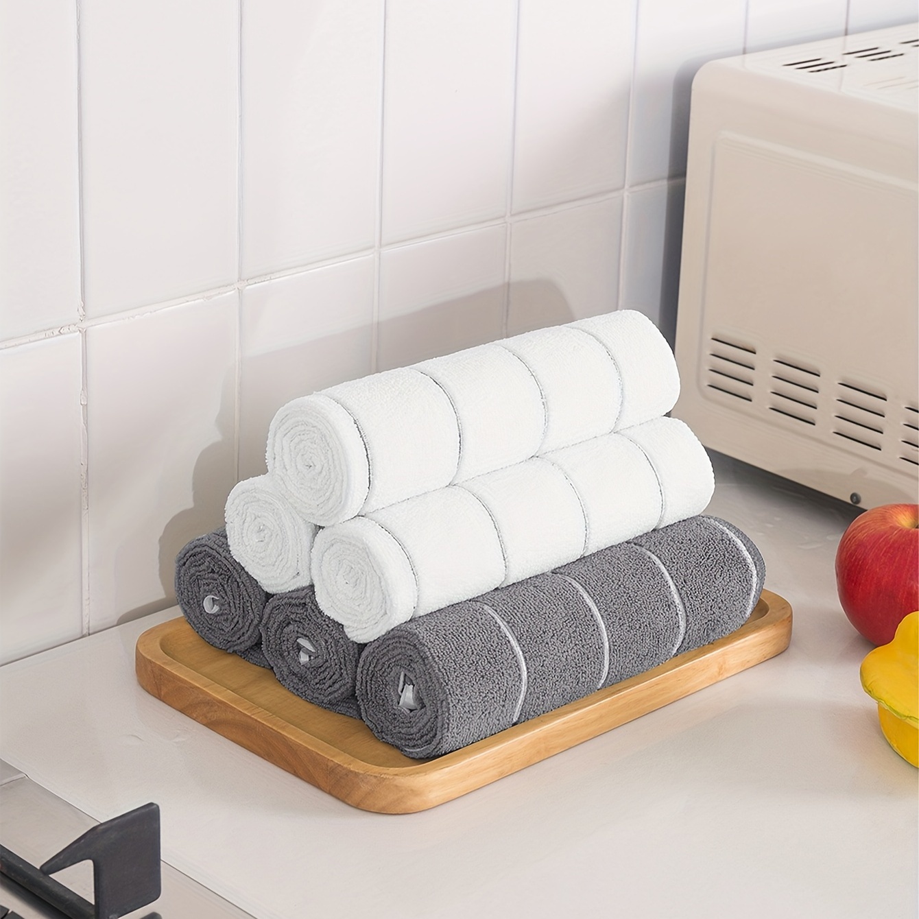 QWERBAM 994.1 in, 5 piezas/10 toallas pequeñas de microfibra gran  absorbente para baño, cocina, lavado, cara, piel, uso corporal para familia  (color