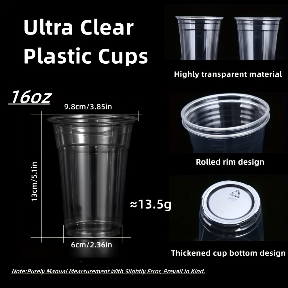 Crystal Clear Disposable Plastic Cups PET [100 Pack - 16 oz.]