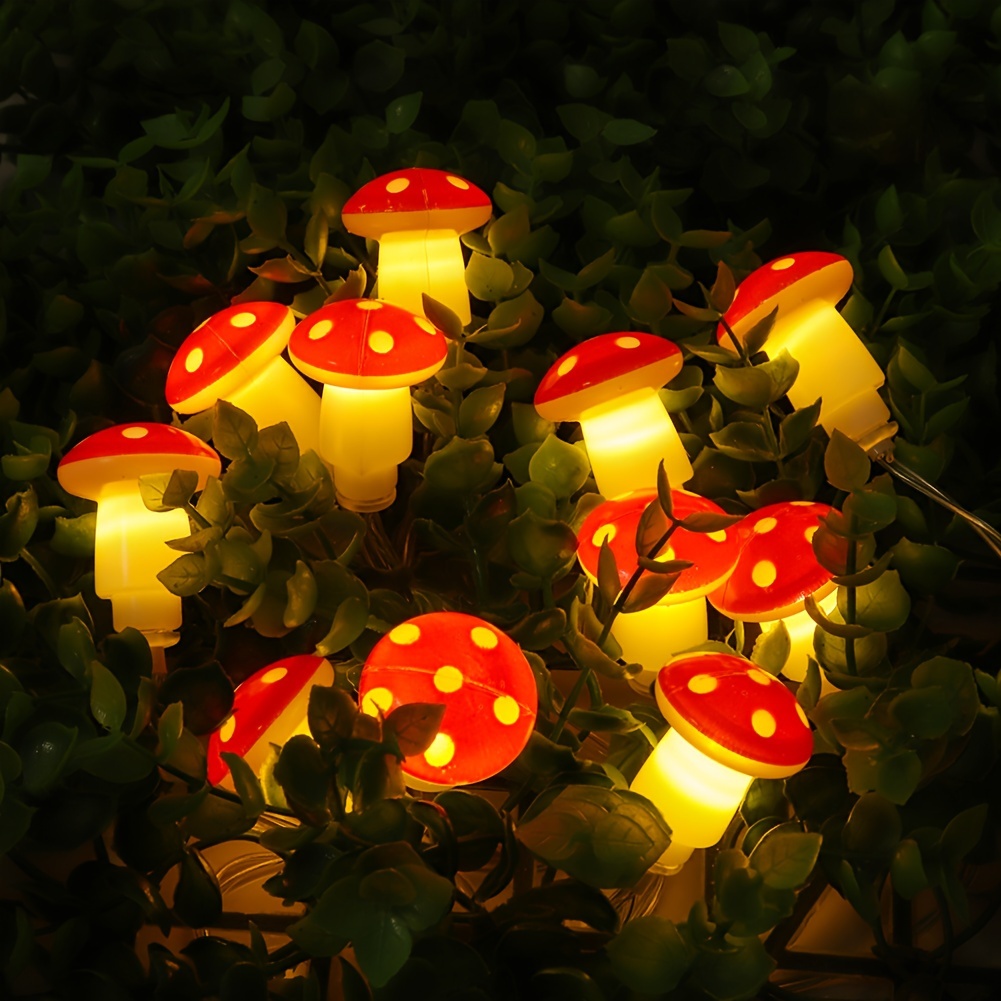 1 Pièce Guirlande Lumineuse Rouge En Forme De Champignon De 59 / 118 / 236  Pouces, Alimentée Par Batterie, 10/20/40 Led, Convient Pour Sapin De Noël,  Halloween, Cour, Jardin, Fête Intérieure, Décoration