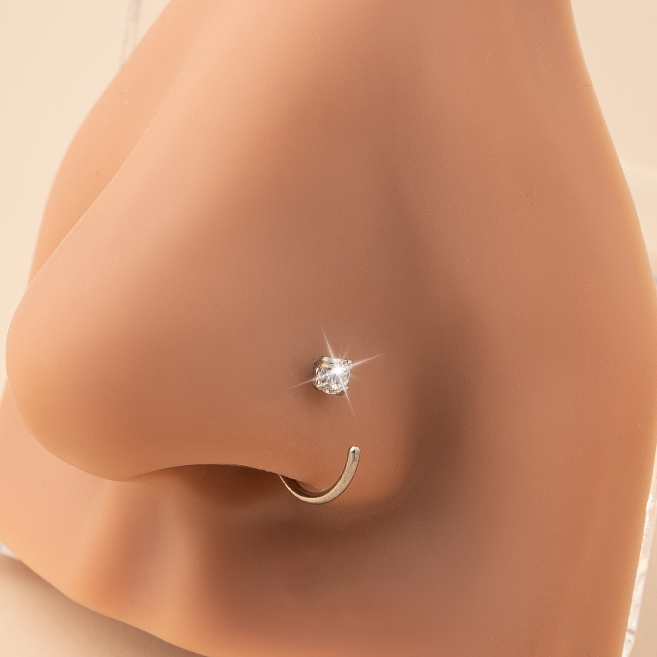 TEMU 1pc Of Fashionable And Personalized Zirconia Inlaid Nose Stud, Needs Piercing, Square Nose Stud, Nose Ring, Piercing Nose Stud, Stainless Steel