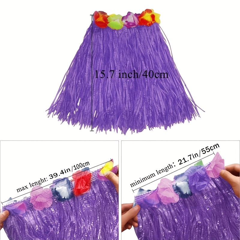 Purple Hawaiian Hula Dancer Costume Set Elastic Grass Skirt - Temu Canada