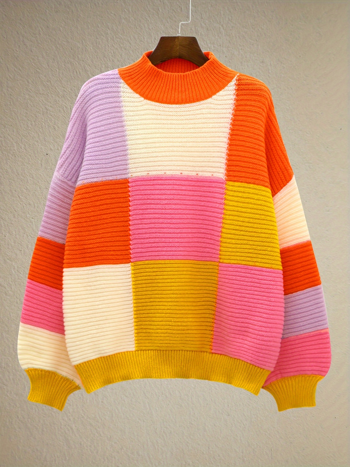 Grid hotsell print sweater