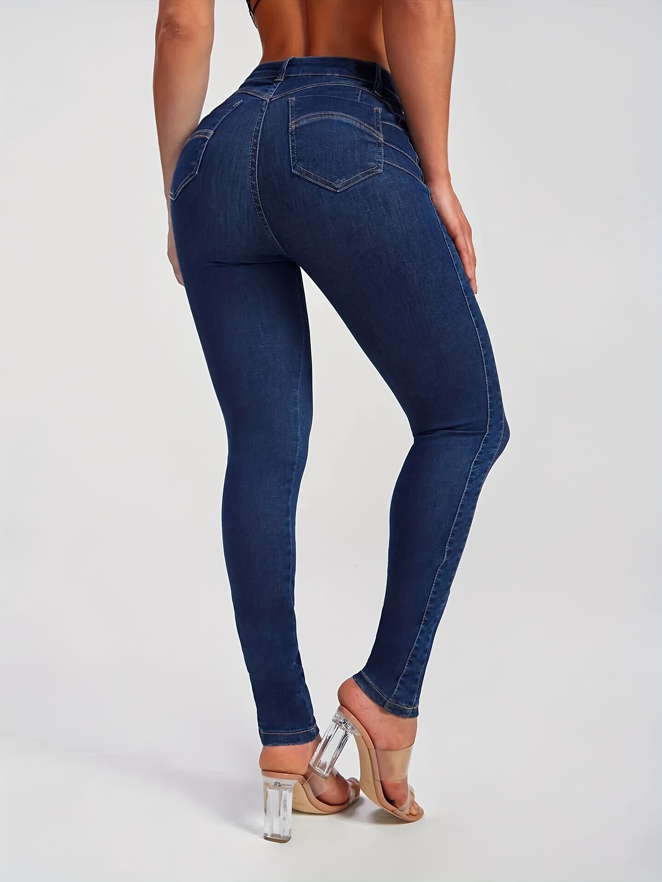 Womens High Waisted Skinny Stretch Butt Lifting Jeans Slim Fit Classic  Denim Pants Tapered Leg Booty Lifting Jeans