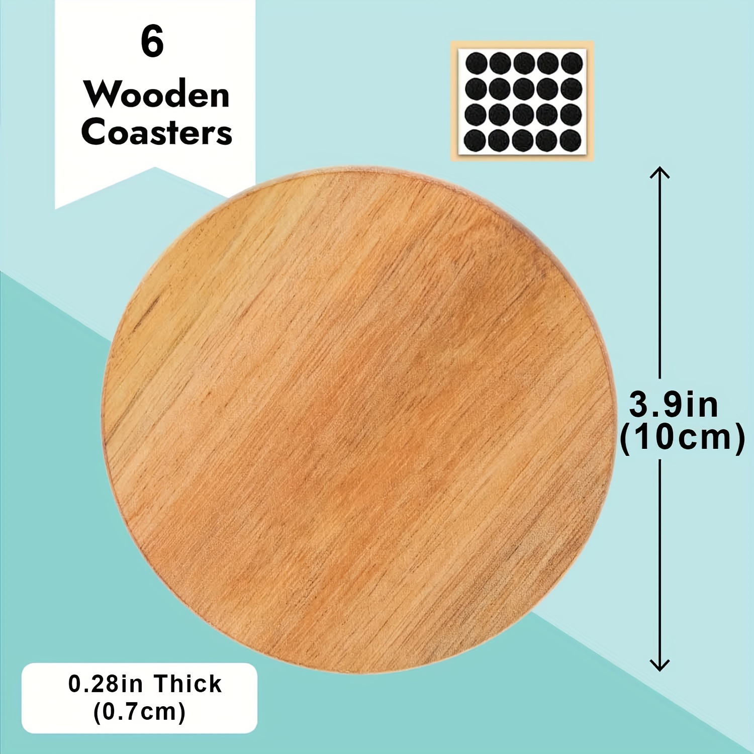 8 Pack Acacia Wood Coasters for Coffee Table, Wooden Coasters for