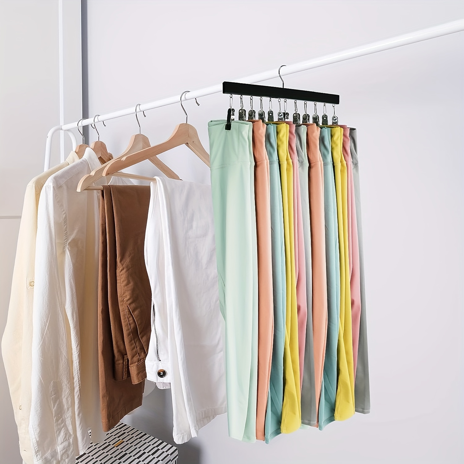 Legging Organizer for Closet-Pants Hangers Space Saving with Clips