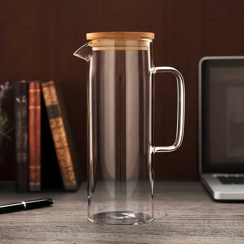 Glass Water Jug With Wooden Lid