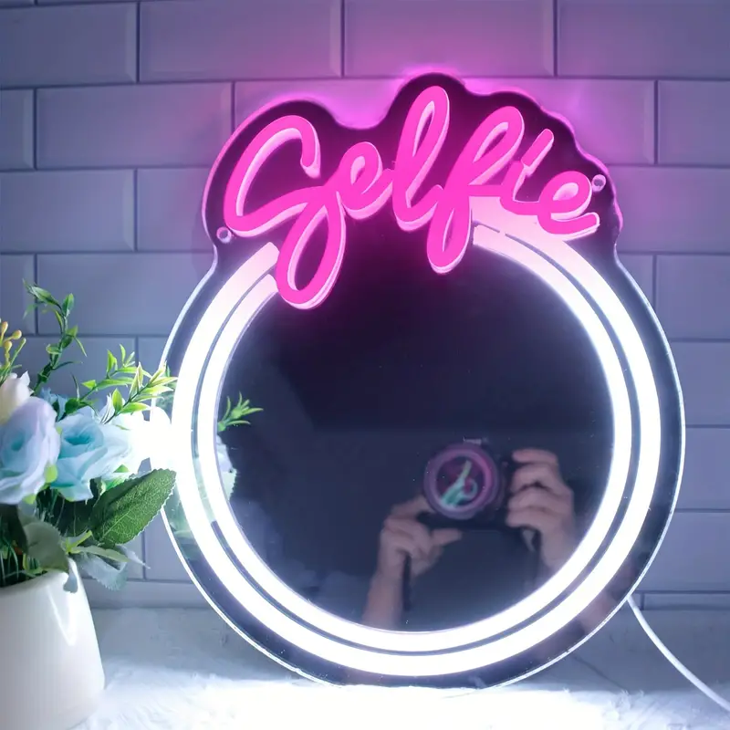 1pc Selfie Circle Mirror Neon Sign Light Enseigne Néon - Temu France