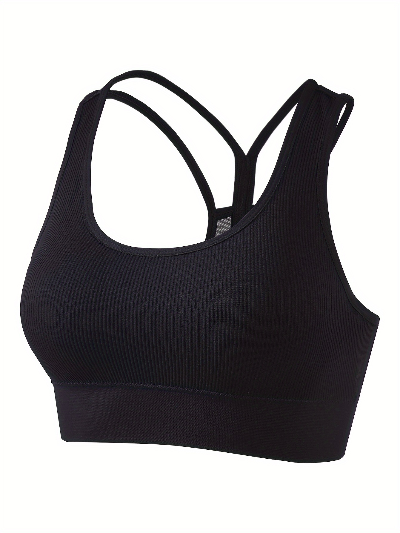 Ribbed Wireless Sports Bra Comfy Breathable Push Shockproof - Temu