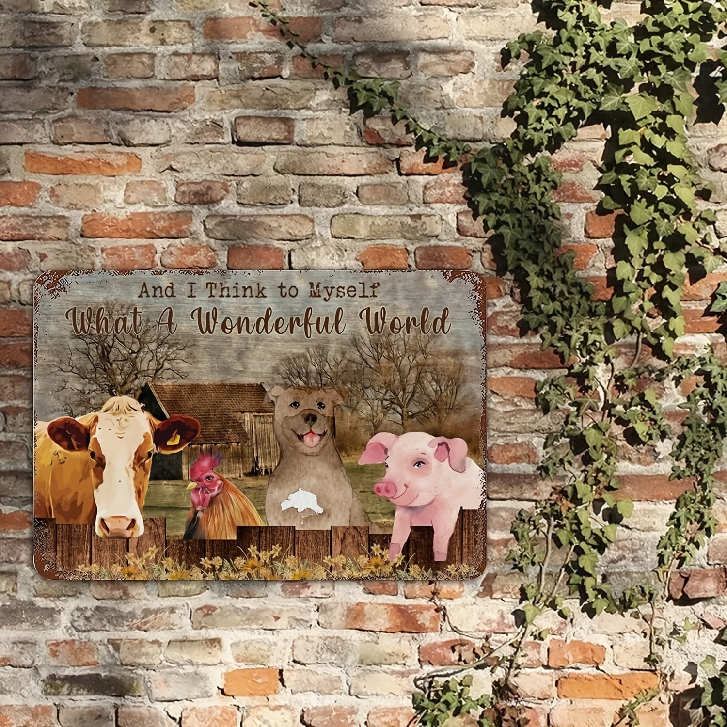 Farmhouse Pig and Market Typography Iron Wall Sign