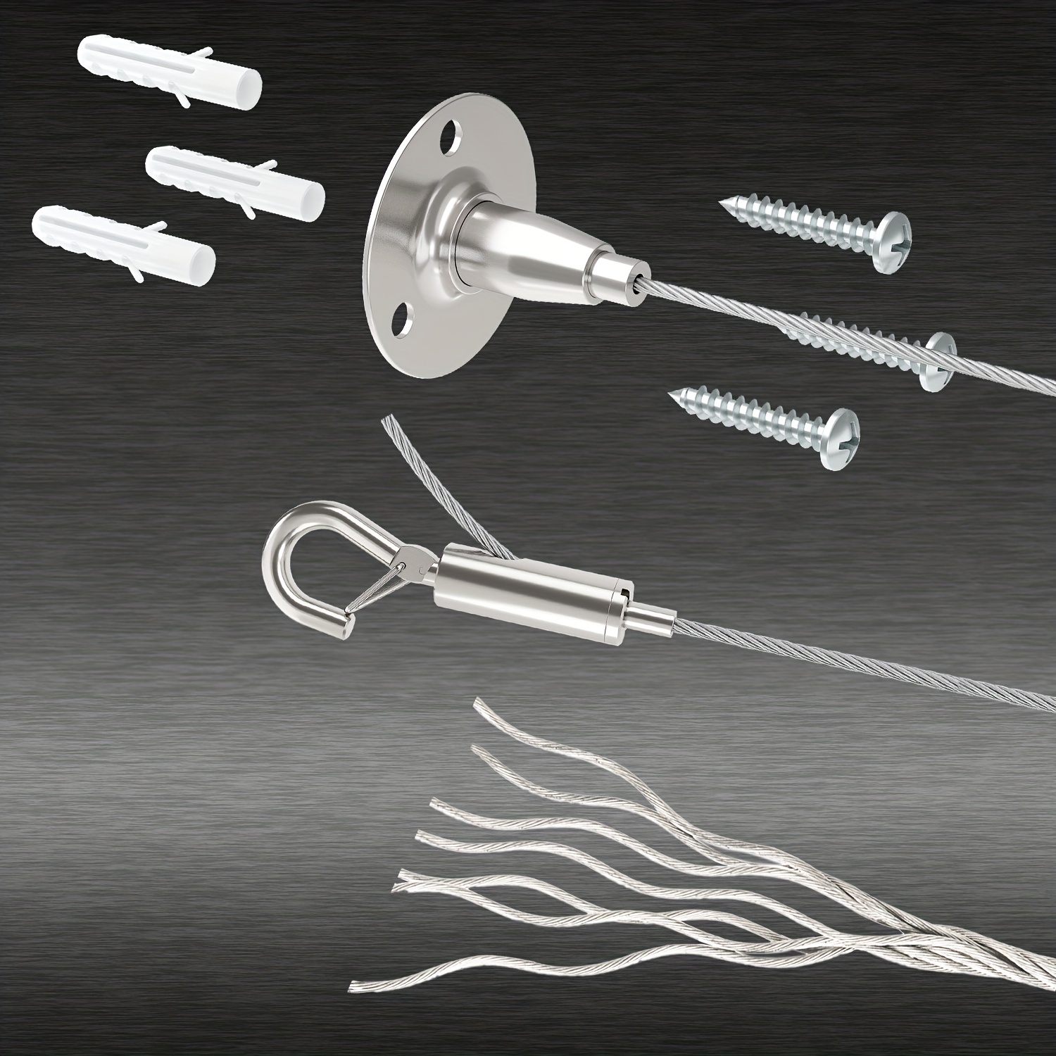 ZOLGINAH Kit para colgar cuerdas de acero inoxidable de 15 m, kit de cuerda  de alambre