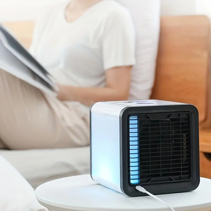 1pc new usb mini air conditioner fan cold air machine cooler home desktop refrigeration small air conditioner mobile humidifier water cooling fan summer  office  details 9