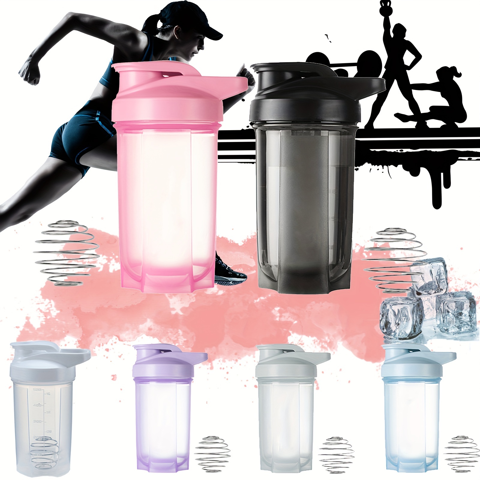 400-500ml Nutrition Shaker Cup Fitness Sport Protein Powder Shake Mixing  Bottle with Time Scale Water Cup Drinkware Kitchen Tool
