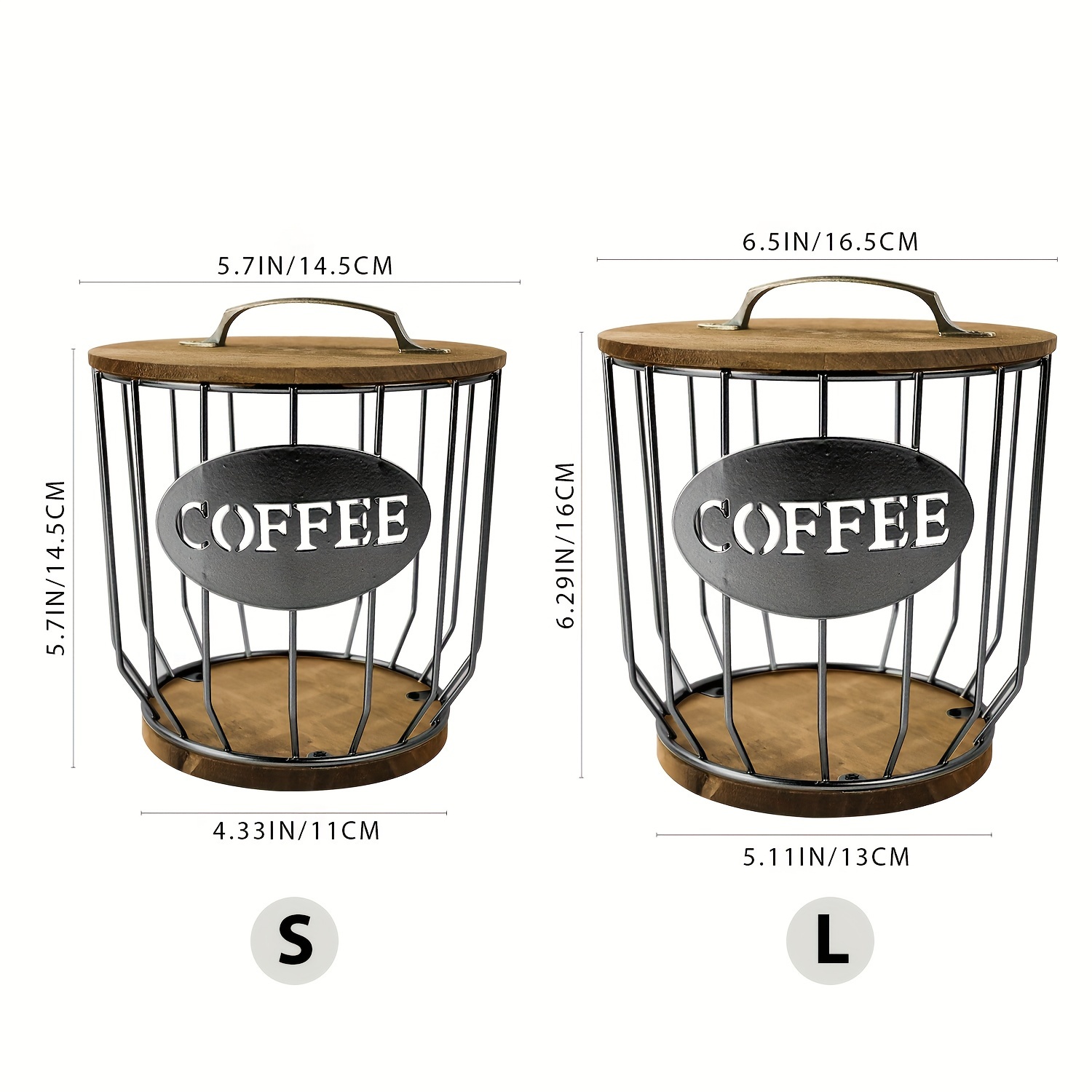 1pc Porta Capsule Del Caffè, Grande Cestino Di Stoccaggio In Filo Nero Con  Base In Legno, Moderno Decoro Del Cestino Del Caffè Per Il Piano Di Lavoro