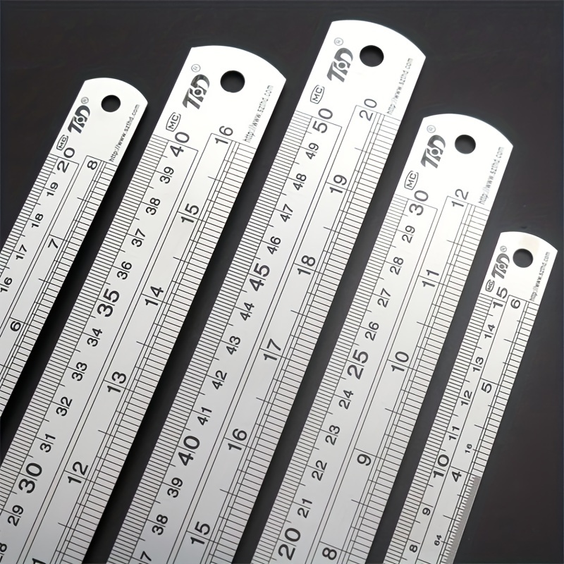 Stainless Steel Ruler 6 8 12 Steel Ruler With Inch And - Temu