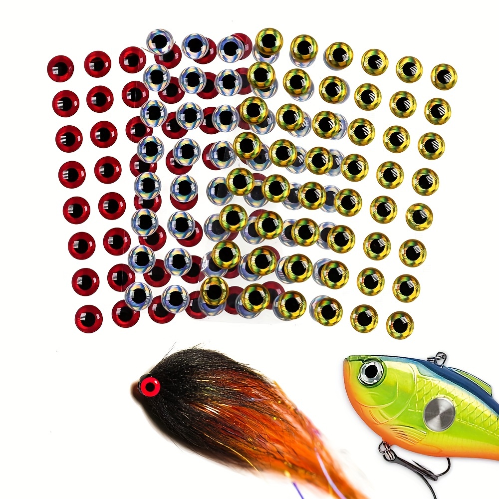ICERIO 100pcs 2D Fish Eyes for Slow Jigging Fishing Lure Baits Fly