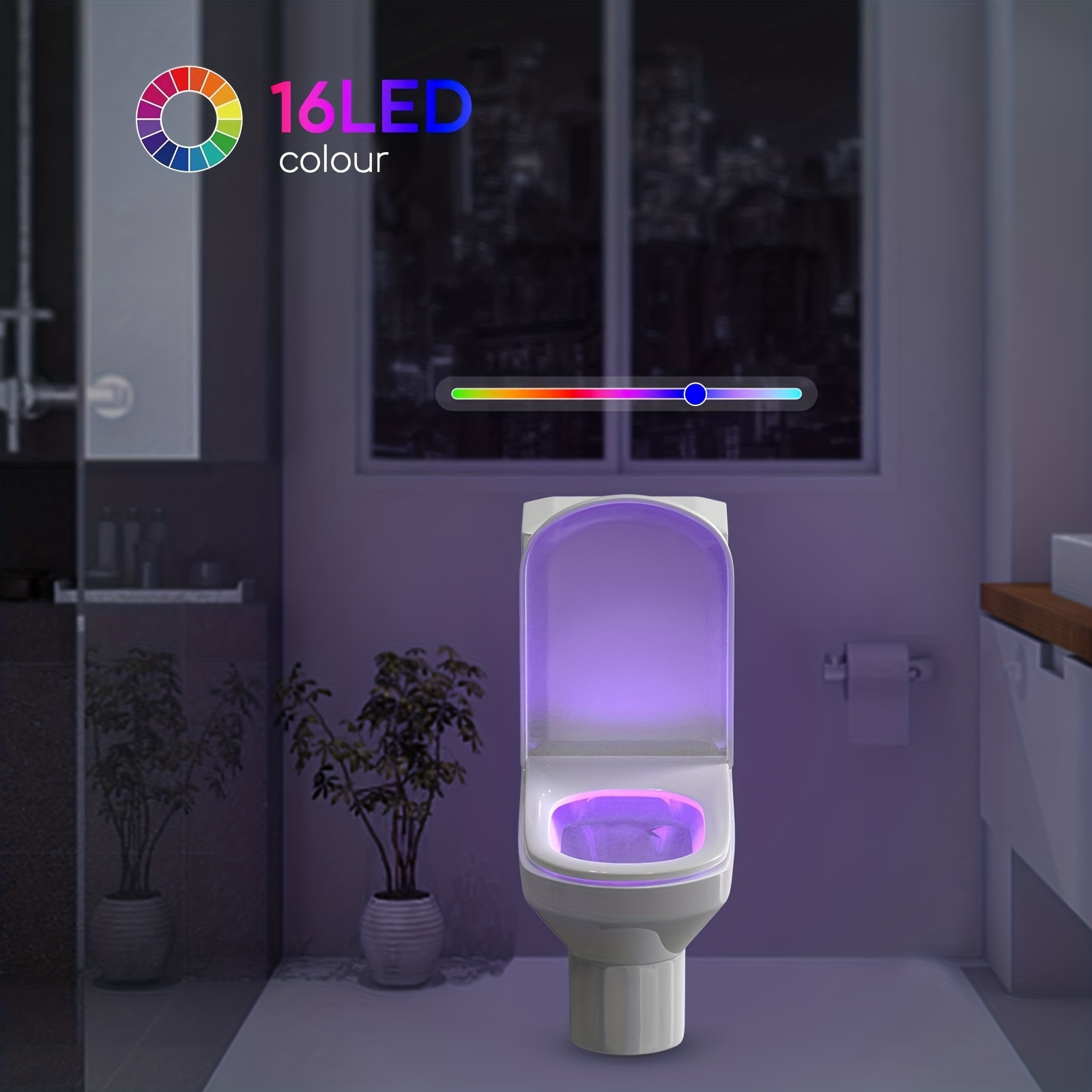 1pc 16-color Toilet Night Light, Led Light Activated By Motion Sensor,  Waterproof Toilet Nightlight With Motion Sensor