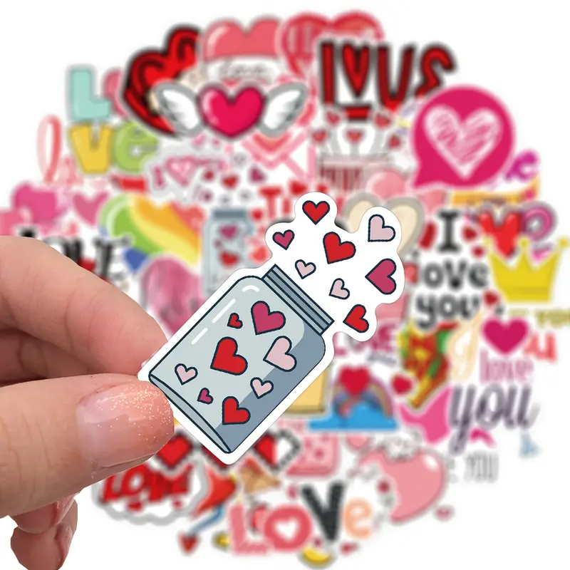 50pcs Love Stickers Pack Bulk I Love You Relationship Pvc - Temu Mexico