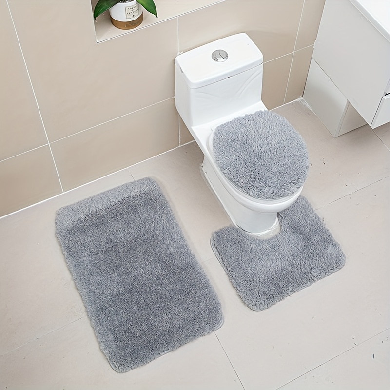 2 Piece Bath Mat Set Non Slip Bathroom Rugs Water Absorbent Toilet Pedestal  Mat