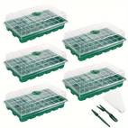 5 10pcs seedling trays seed starter tray mini propagator plant grow kit greenhouse with humidity vented domes and base for seeds starting 40 cells per tray total 200 cells