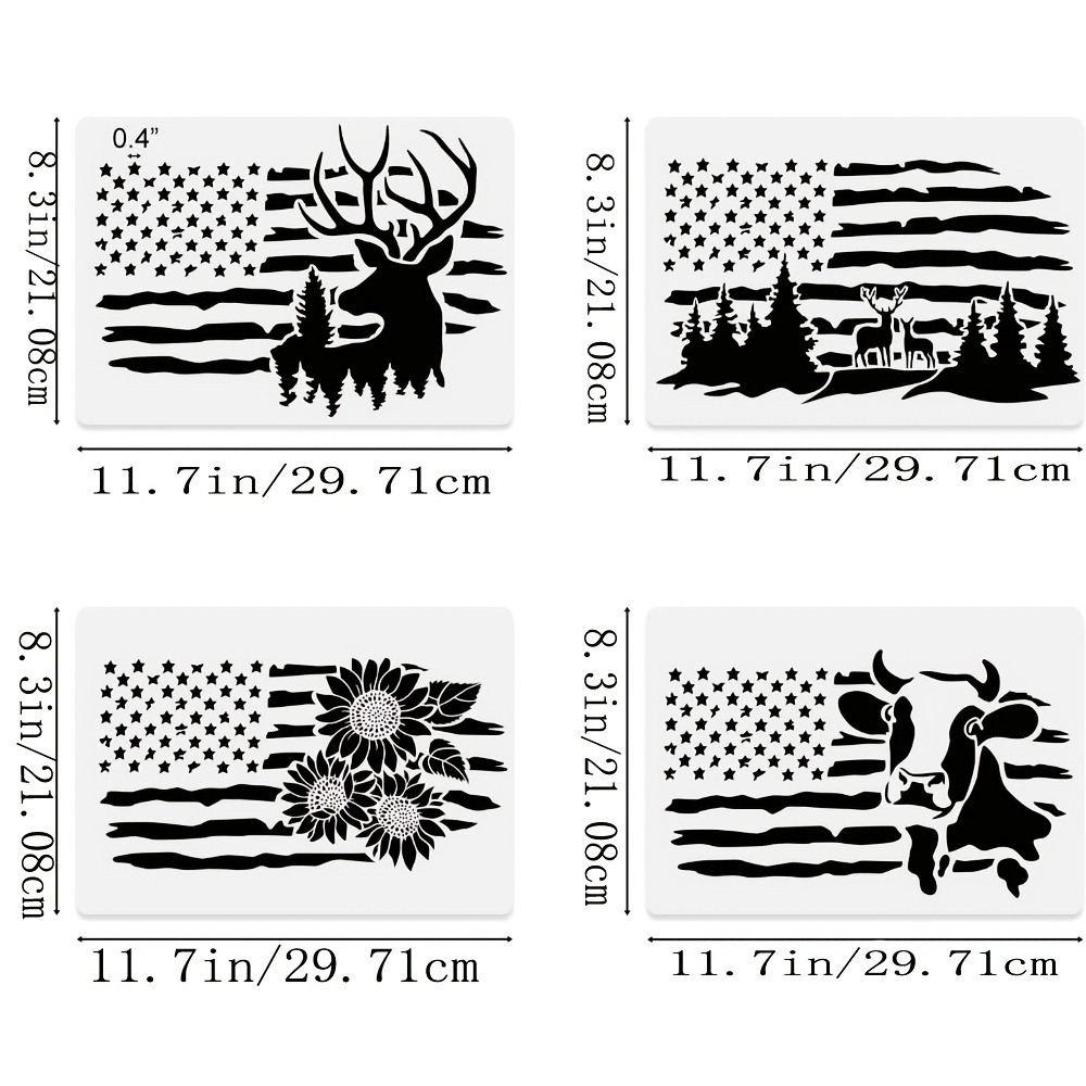 Distressed American Flag Stencil