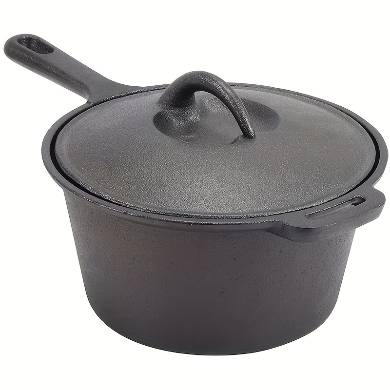 1pc 20cm Cast Iron Fry Pan With Lid, Non-coated Mini Fry Pan For Electric &  Gas Stove, Flat Bottom Small Cookware