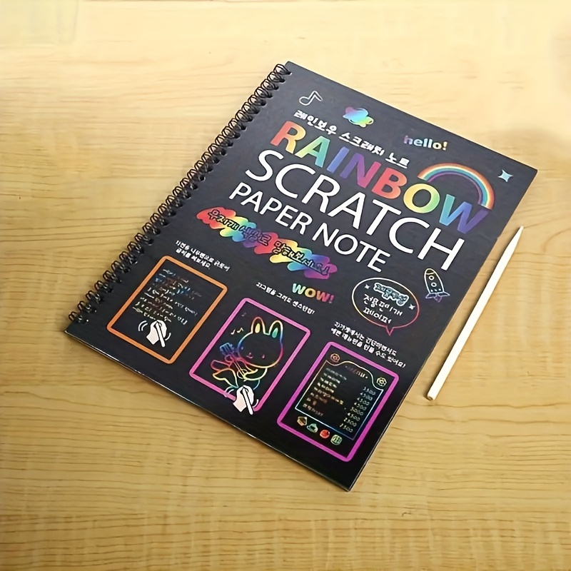 Kids Graffiti Note Book Diy Scratch Drawing Notes Paper Painting Coils Drawing  Book Black Paper Children'S Early Education Toys