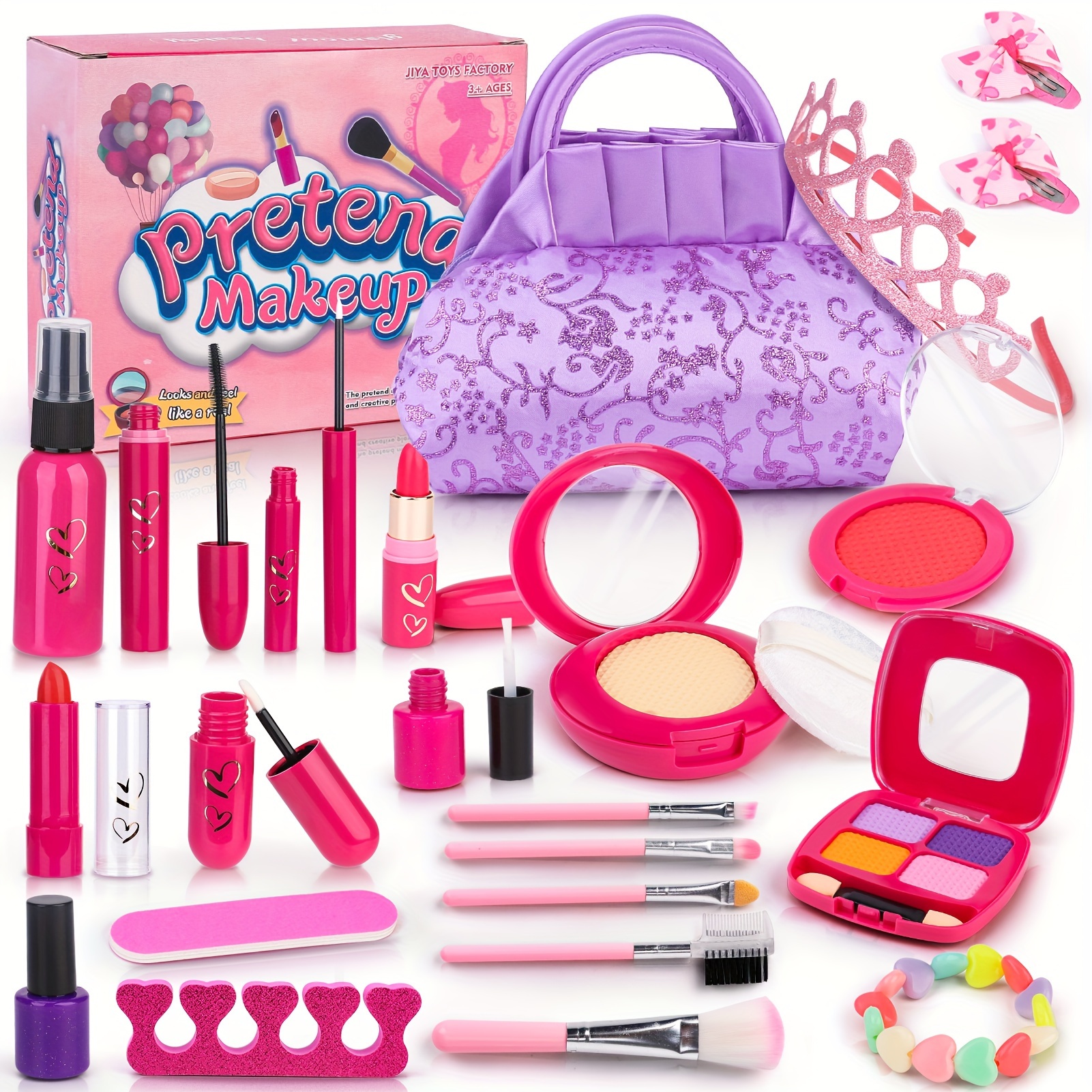 Kinder-Make-up-Set für Mädchen, 26-teiliges echtes Make-up-Set mit  Prinzessinnen-Make-up-Tasche, Mädchen-Make-up-Set für Kinder im Alter von  8-12