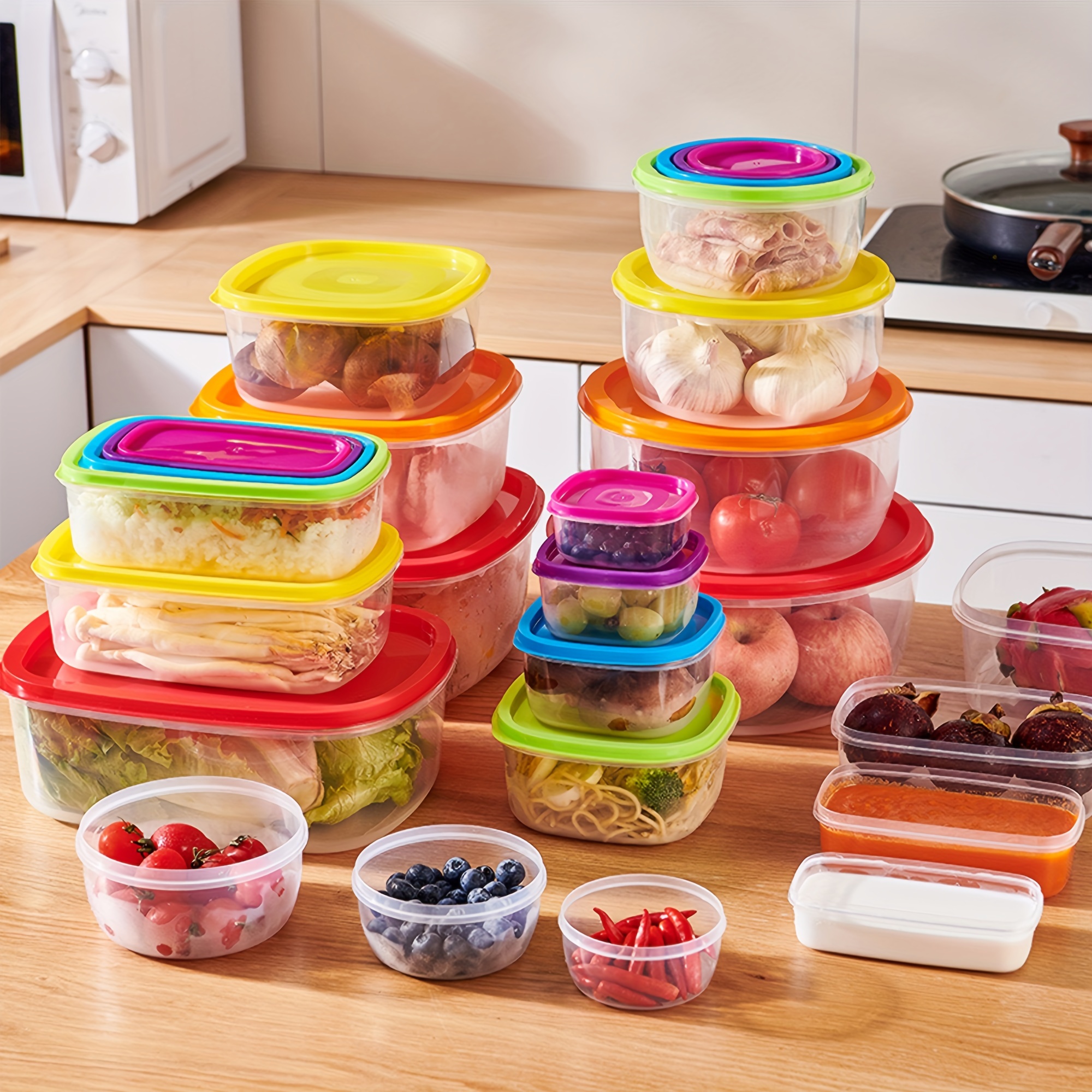 Rainbow Colored 7pcs Food Storage Containers Set With Lids, Large Capacity,  Reusable, Leak-proof, Suitable For Meal Prep, Microwave, Freezer And  Dishwasher Safe