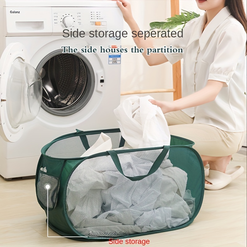 Durable Collapsible Laundry Basket Mesh Pop Up Laundry - Temu