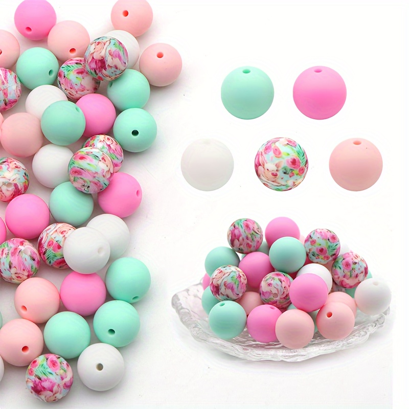 15 mm Silicone Beads, DIY Keychain Necklace Bracelet Round Beads, for Jewelry Necklace Home Decor DIY Craft Supplies, Women's, Size: Small, Other