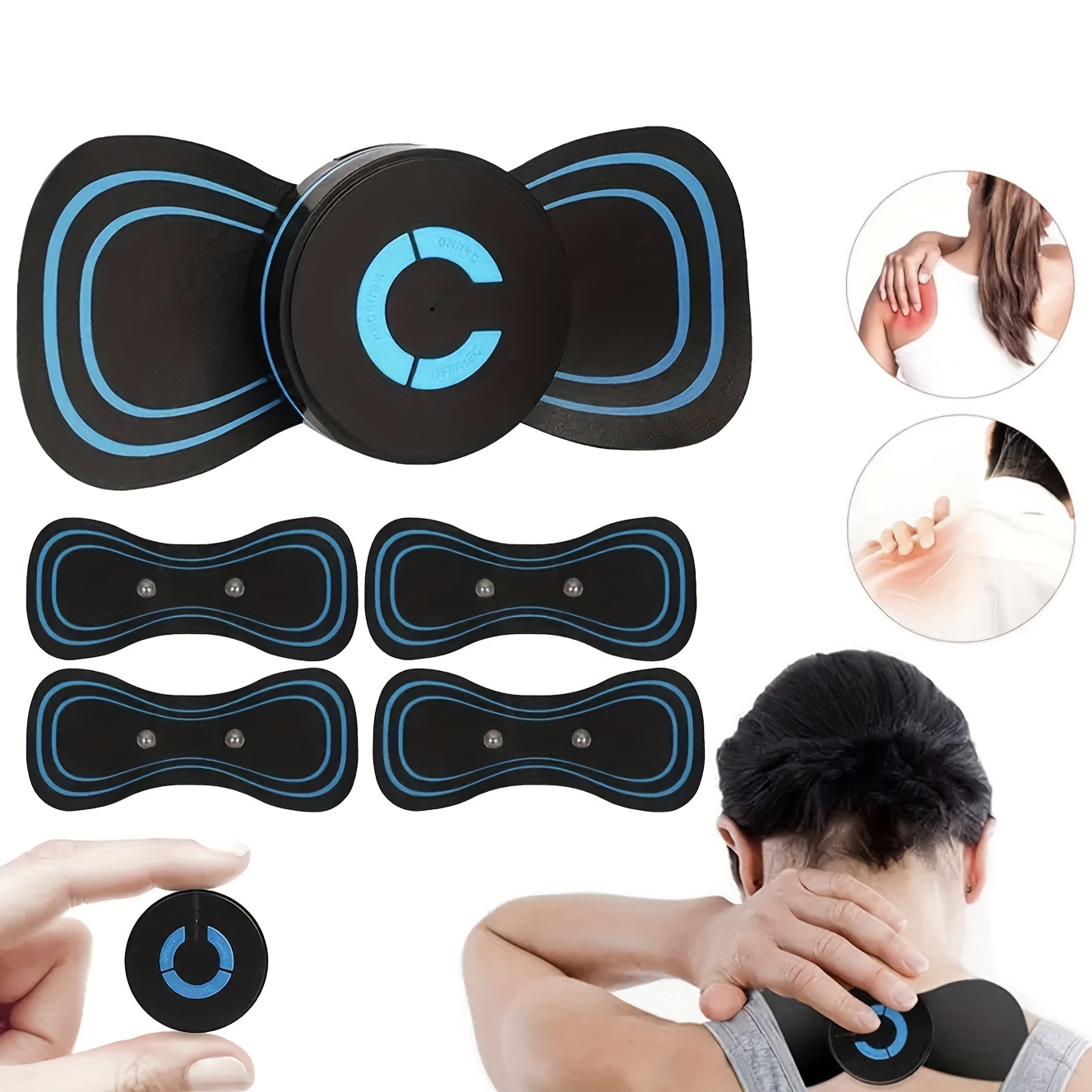 2pcs Mini Ems Portable Electric Neck Massager, Cervical Massage For Pain  Relief, Mini Massage Device