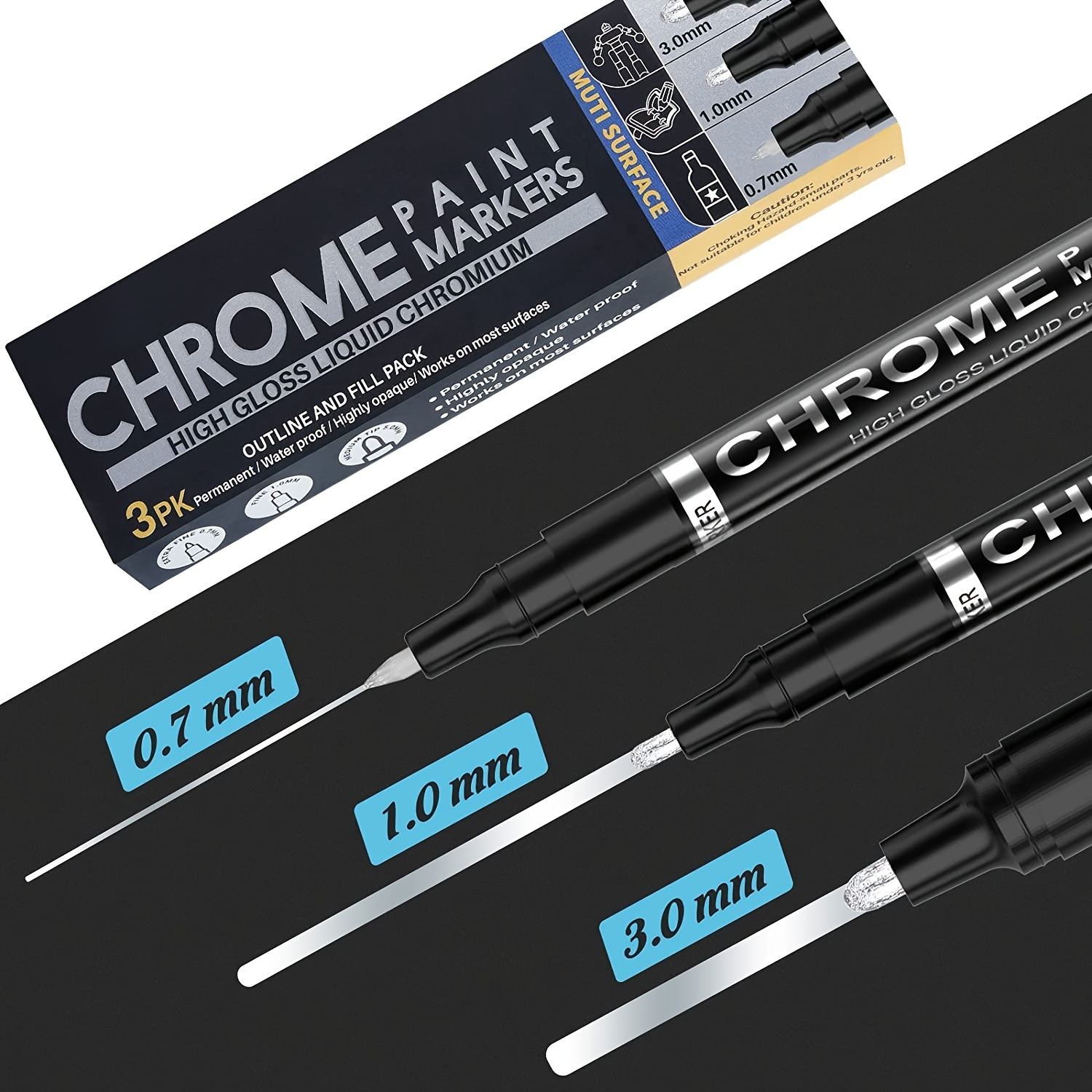 0.7/1/3Mm Liquid Mirror Chrome Marker Oil-Based Paint Marker Pen