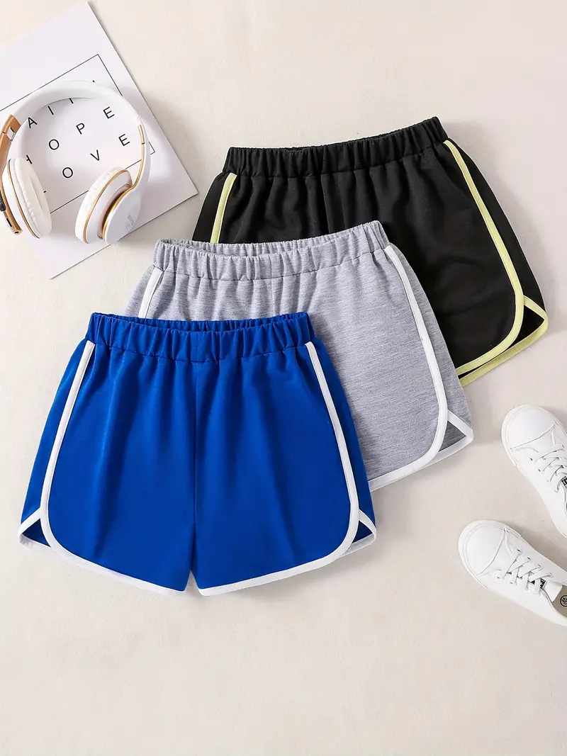 3pcs Girls' Running Shorts Sports Yoga Casual Shorts Athletic Fit For  Outwear, Kids Trendy Outfit