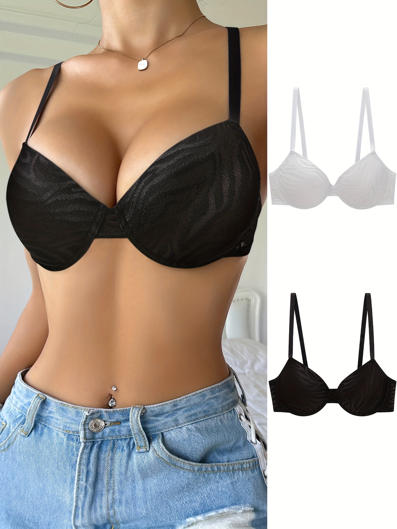 Summer Sexy Bras For Women Mother Simple Gathering Comfortable And  Breathable Underwear Ladies Glossy Non-steel Ring Brassiere
