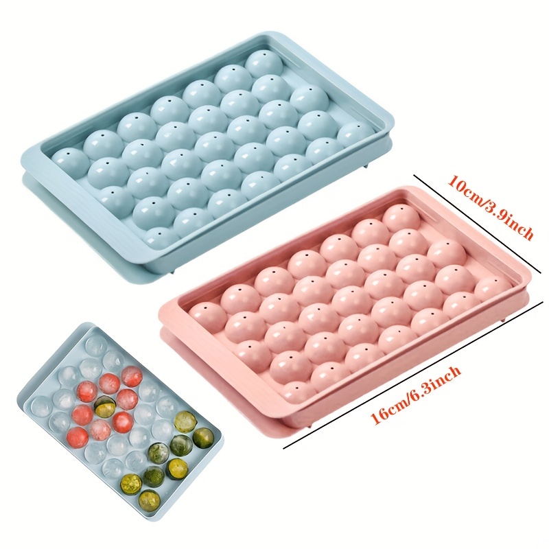 2PCS Blue Mini Circle Round Ice Cube Tray Boxes Ice Ball Maker Mold For  Freezer 