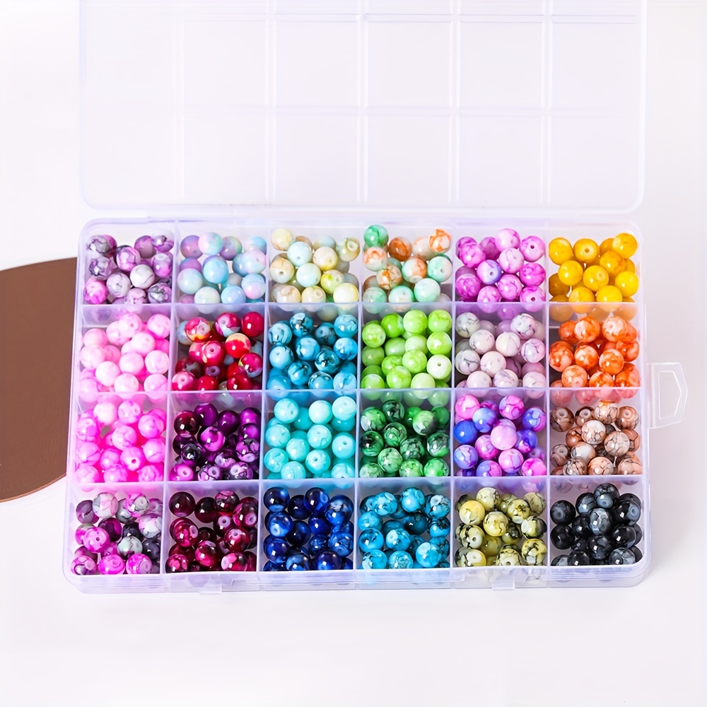  6MM Glass Beads 1400Pcs for Jewelry Making 28 Colors Round  Gemstone Crystal Beads Bracelet Making Kit Loose Beads with 2 Rolls Crystal  Elastic Thread for Crafts DIY Necklace Earrings Light Color 