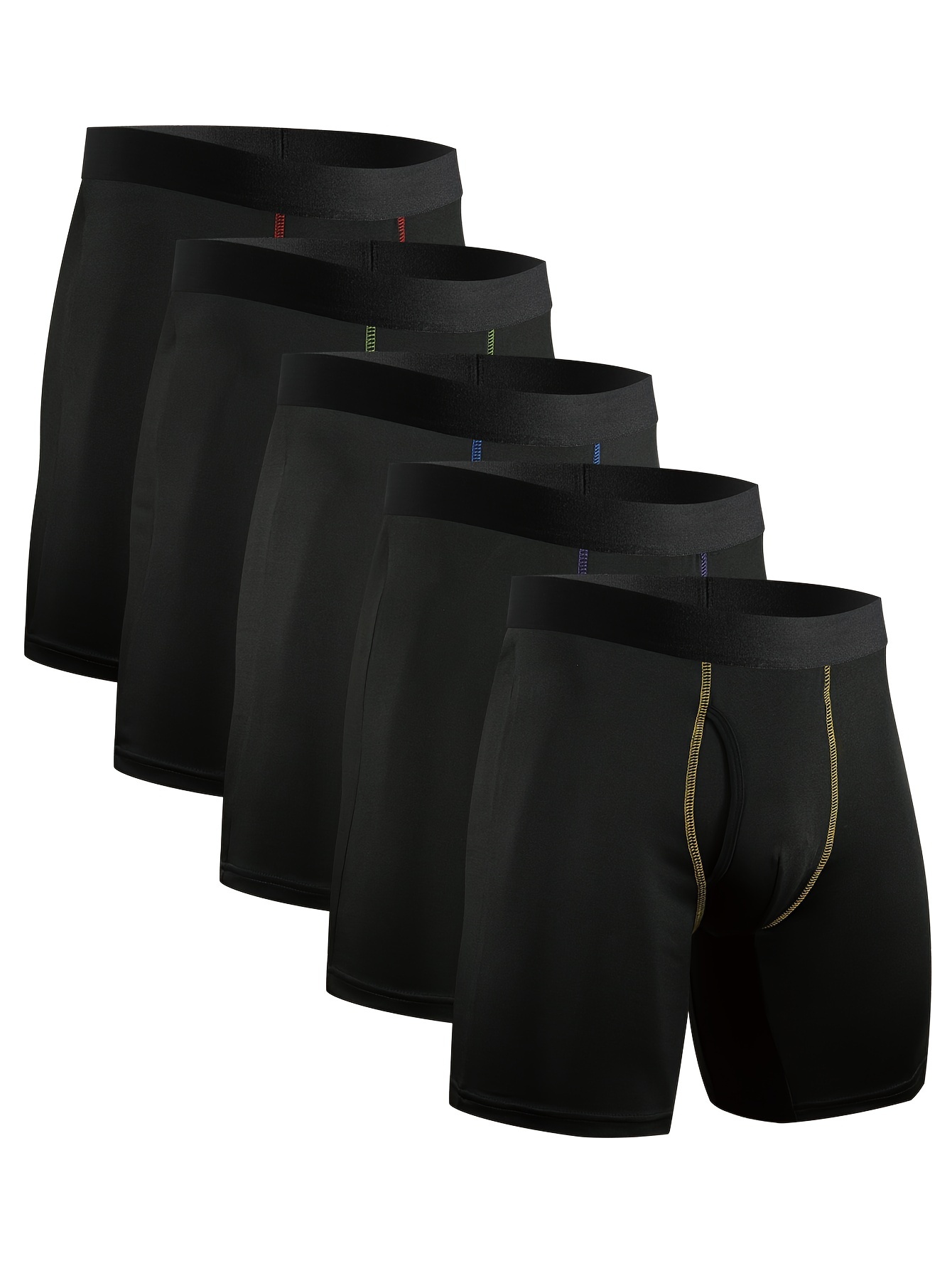 Men's Plain Color Long Boxer Shorts Mesh Comfortable - Temu Canada