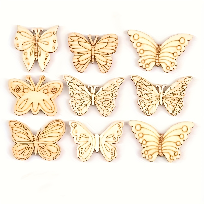 Unfinished Wooden Cutouts Butterfly Wood Flower - Temu