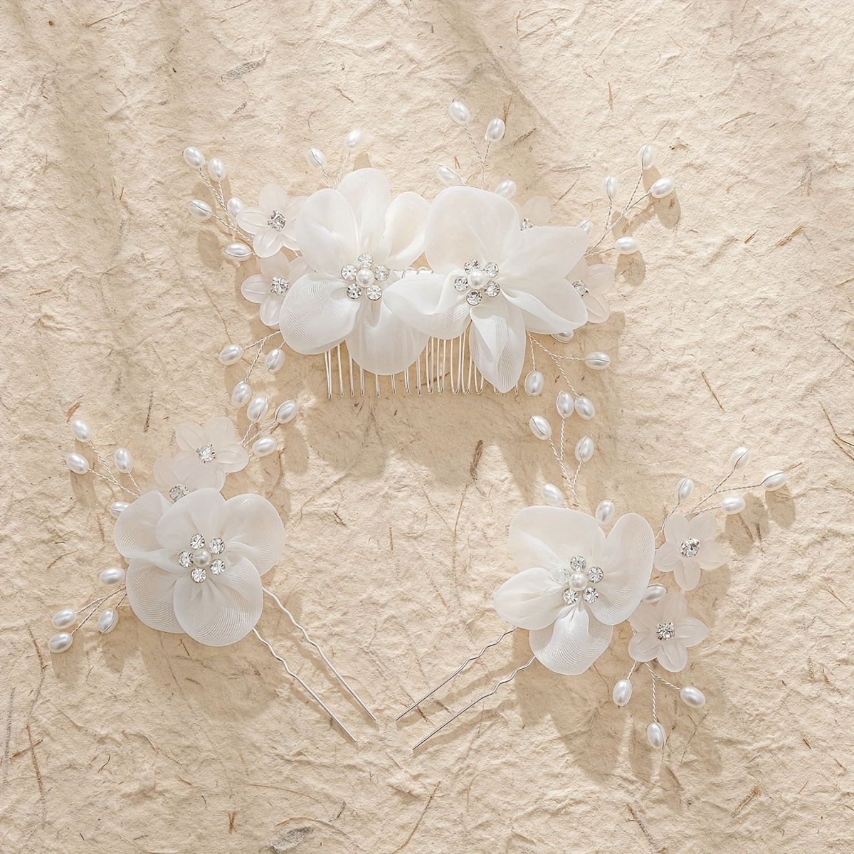 

Wedding Clip Bridal Comb Barrette U-shaped Handmade Flower Head Dress Pieces Grip Clasp Rhinestone Hair Pins Accessories Side Hairpins Headpieces For Bridesmaid Women And Bride Whites Plum