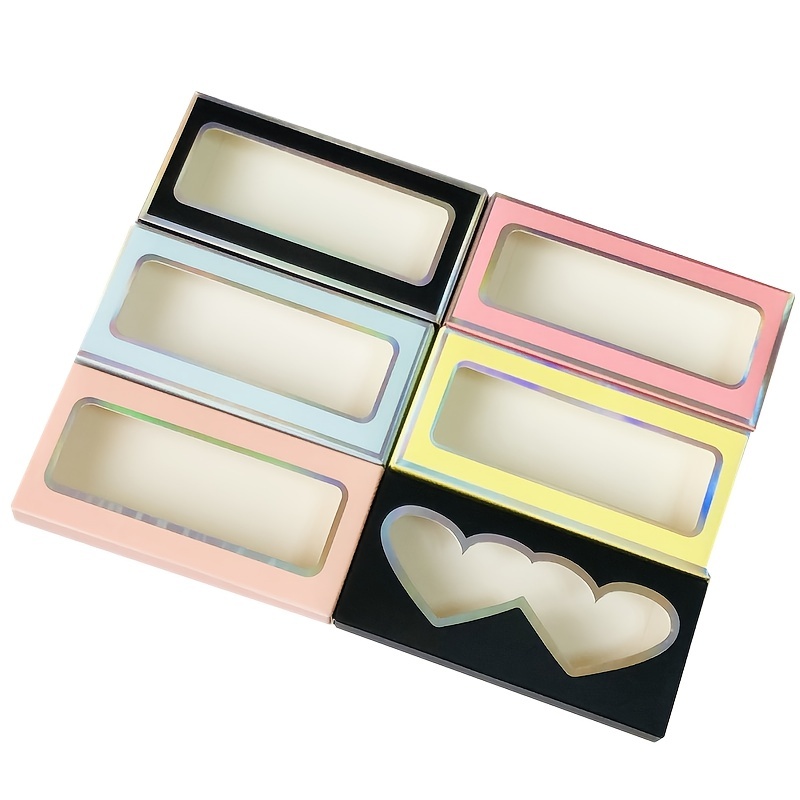5 Pcs Paper Lash Boxes Pink Yellow for 25mm Mink Lashes